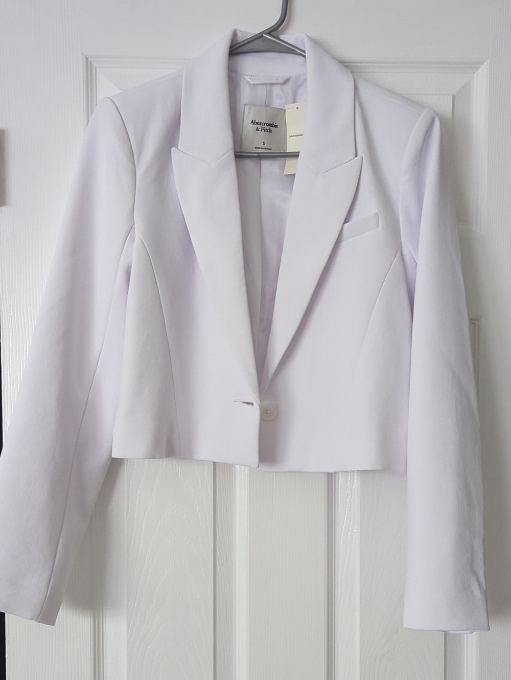 Abercrombie & Fitch White Cropped Tailored Blazer